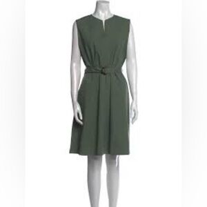Antonelli Firenze V Neck Belted Cotton Blend Midi Dress Sage Green 12/14 $550